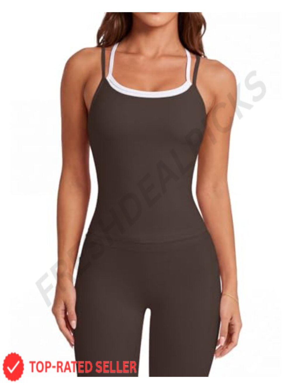 SUUKSESS Women 2-Piece Workout Set Padded Tank Top Yoga Leggings